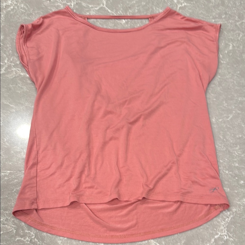 Freely Casual Active Coral Short Sleeve Open Drape Back Tee LIKE NEW